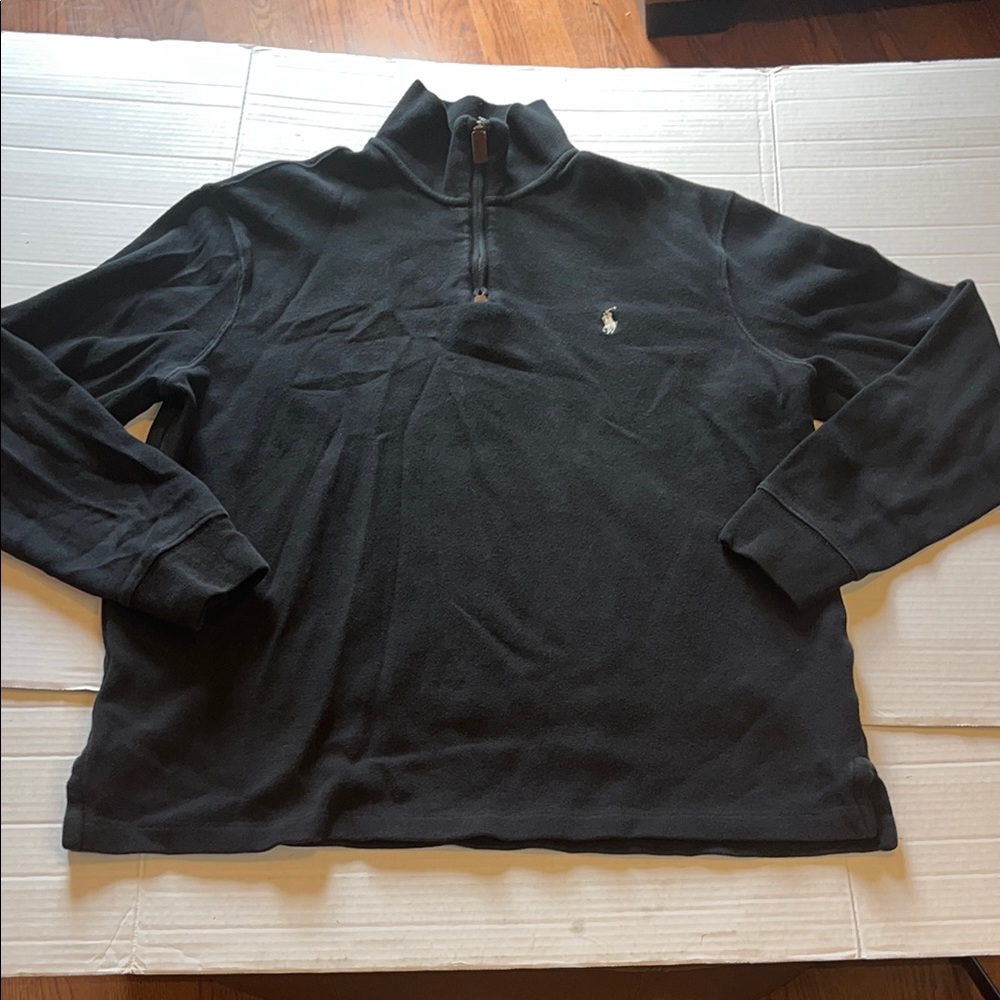Polo Ralph Lauren-L-black-1/4 Zip pullover knit, long sleeve, preppy, Sweater.